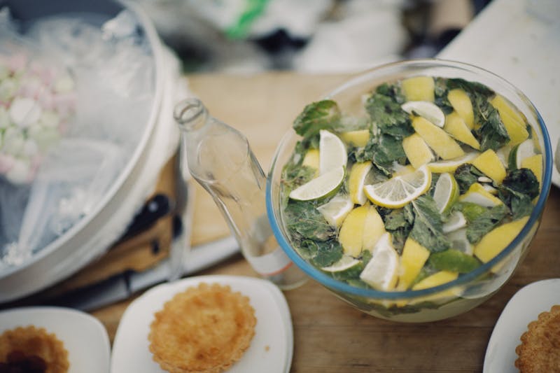 House-made fresh lemonade with herbs at Pizzana